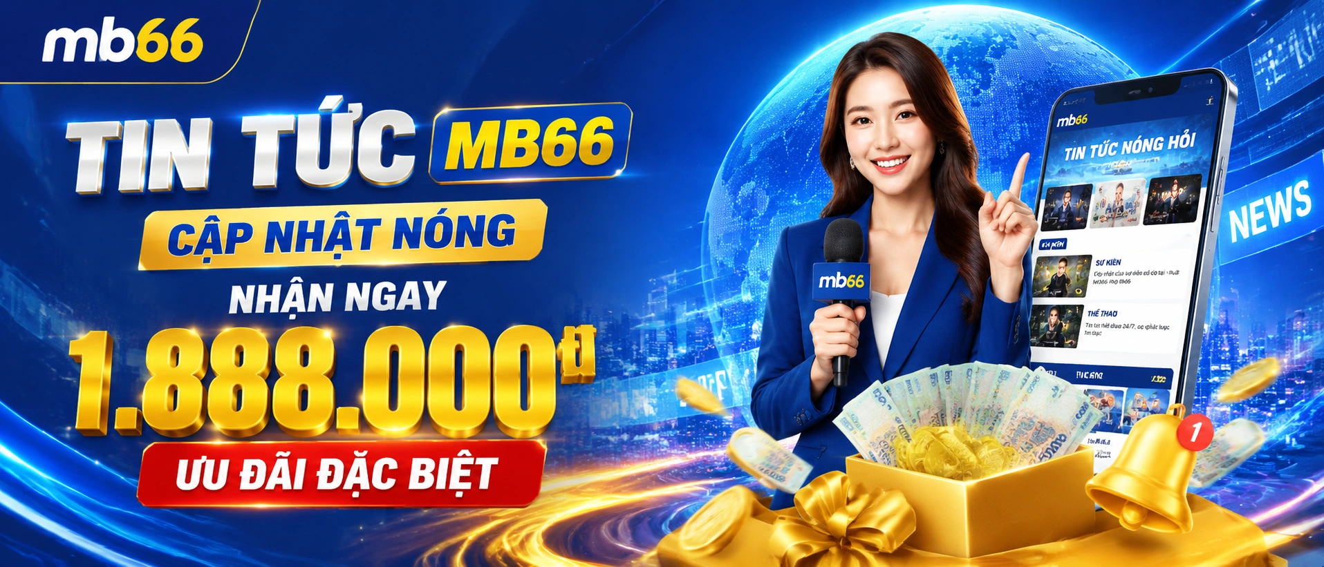 Giao diện tin tức mb66 với các thẻ cập nhật nổi bật